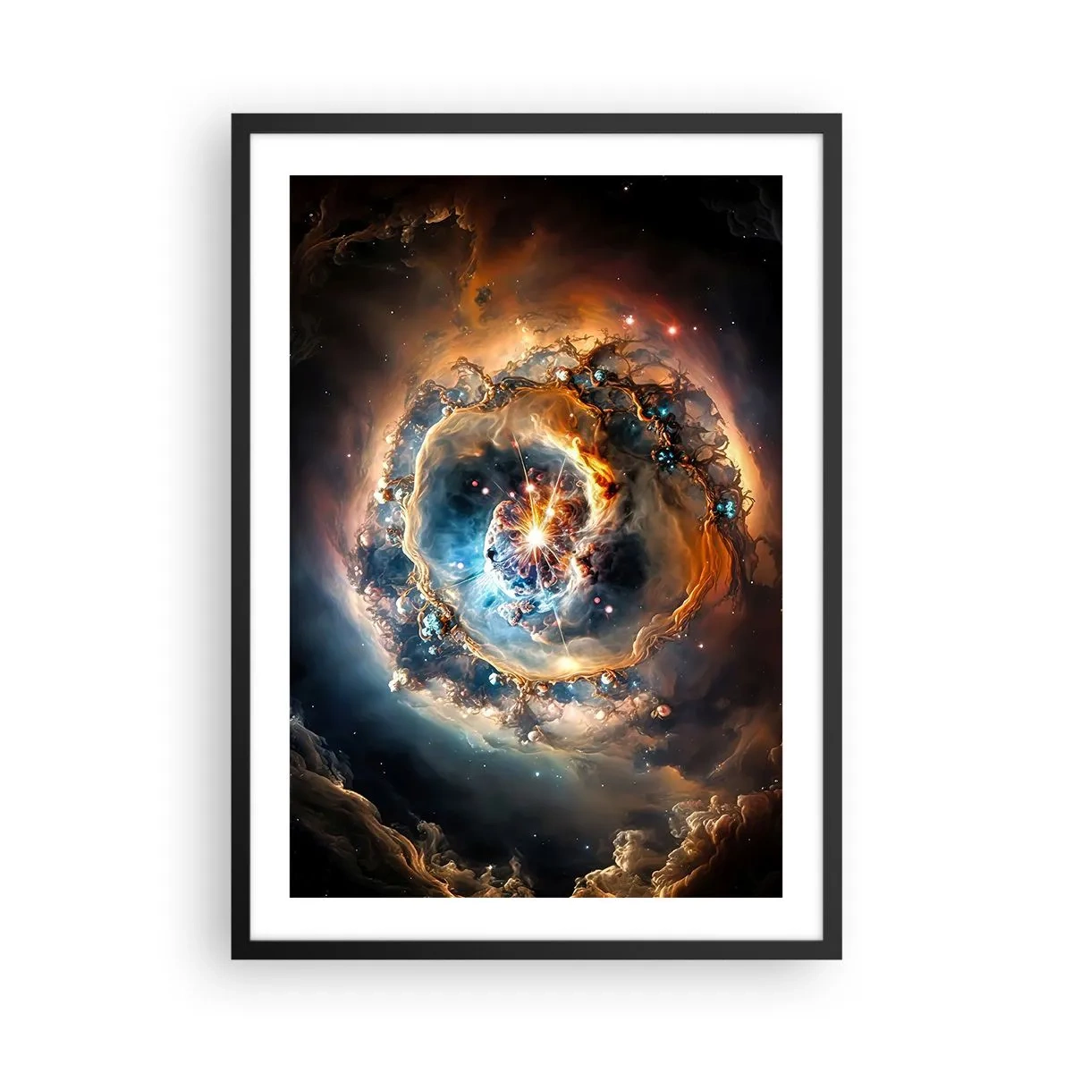 Plagát v čiernom ráme - Kozmická explózia svetla a energie v galaktickom priestore. - 50x70cm - Začiatok - Moderná nástenná dekorácia do obývacej izby a spálne ARTTOR