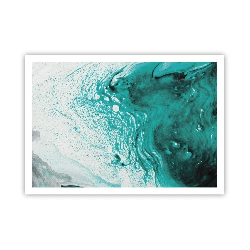 Plagát - Prepadnúť sa v bielej a tyrkysovej - 100x70 cm