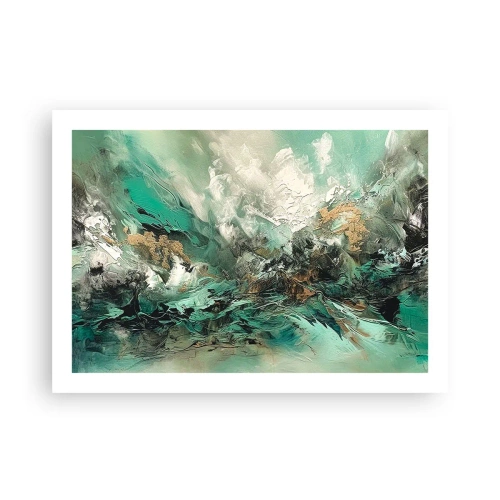 Plagát - Smaragdovočierne vlnobitie - 70x50 cm