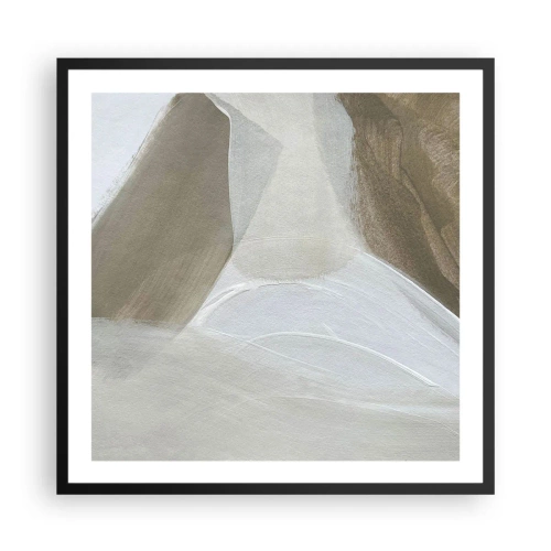 Plagát v čiernom ráme - Vlna bielej - 60x60 cm