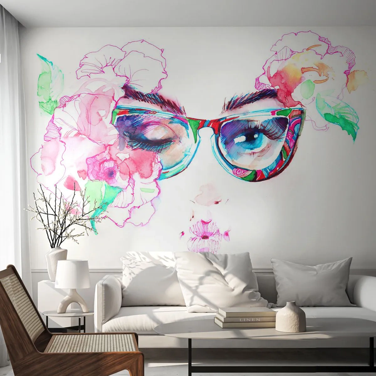 Samolepiaca Fototapeta Deluxe Sticker - Zvodný sľub - Abstrakcia, Ženské oči, Okuliare - 100x70 cm