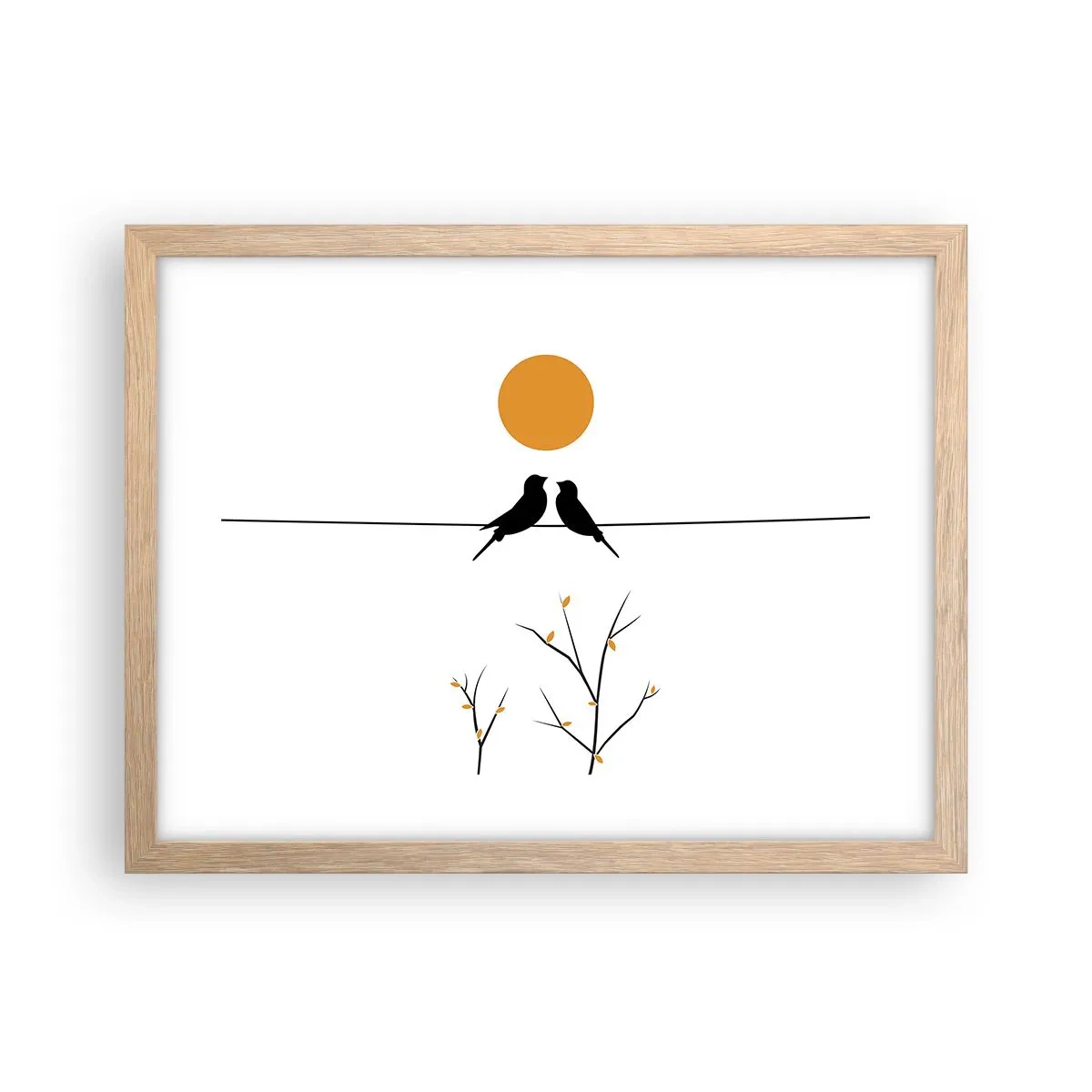 Plagát v ráme zo svetlého duba - Slávičí večer - 40x30 cm