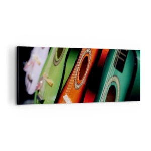 Obraz na plátne - Gitara má veľa farieb - 100x40 cm