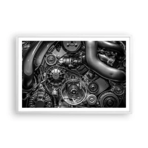 Plagát v bielom ráme - Poézia mechaniky - 91x61 cm