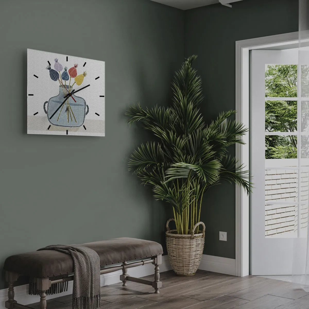 Nástenné hodiny - Makové kvety - 40x40 cm