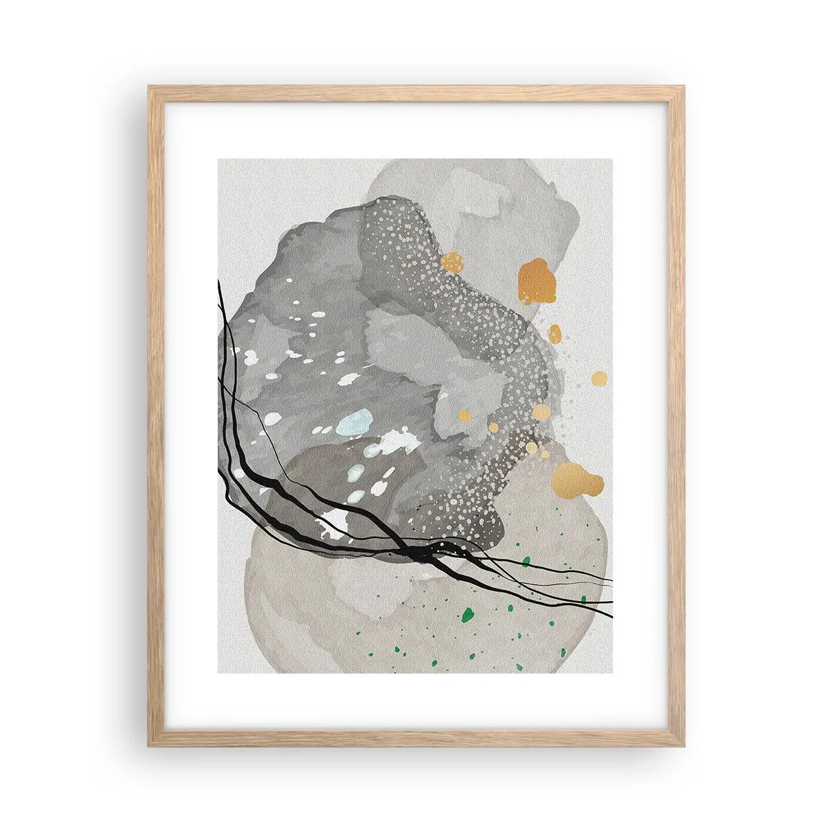 Plagát v ráme zo svetlého duba - Organická kompozícia - 40x50 cm