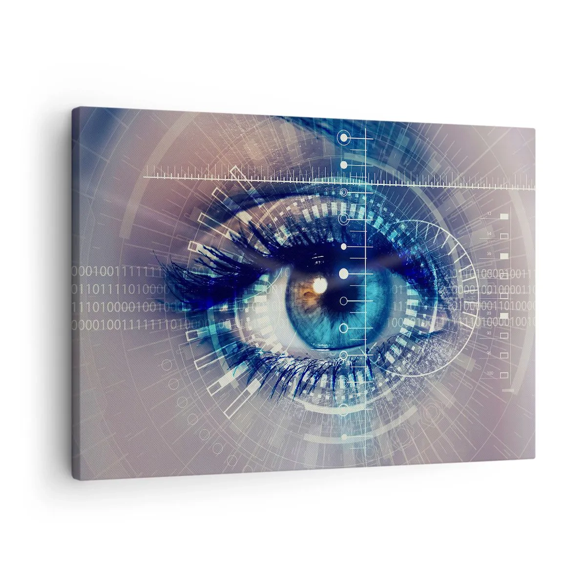 Obraz na plátne - Technologické oko s futuristickým rozhraním - 70x50cm - Myslíš si, že ma poznáš - Moderná nástenná dekorácia do obývacej izby a spálne ARTTOR
