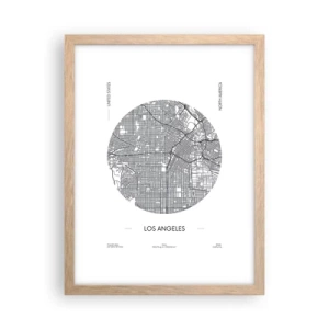 Plagát v ráme zo svetlého duba - Anatómia Los Angelesu - 30x40 cm