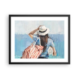 Plagát v čiernom ráme - Vitaj na dovolenke - 50x40 cm