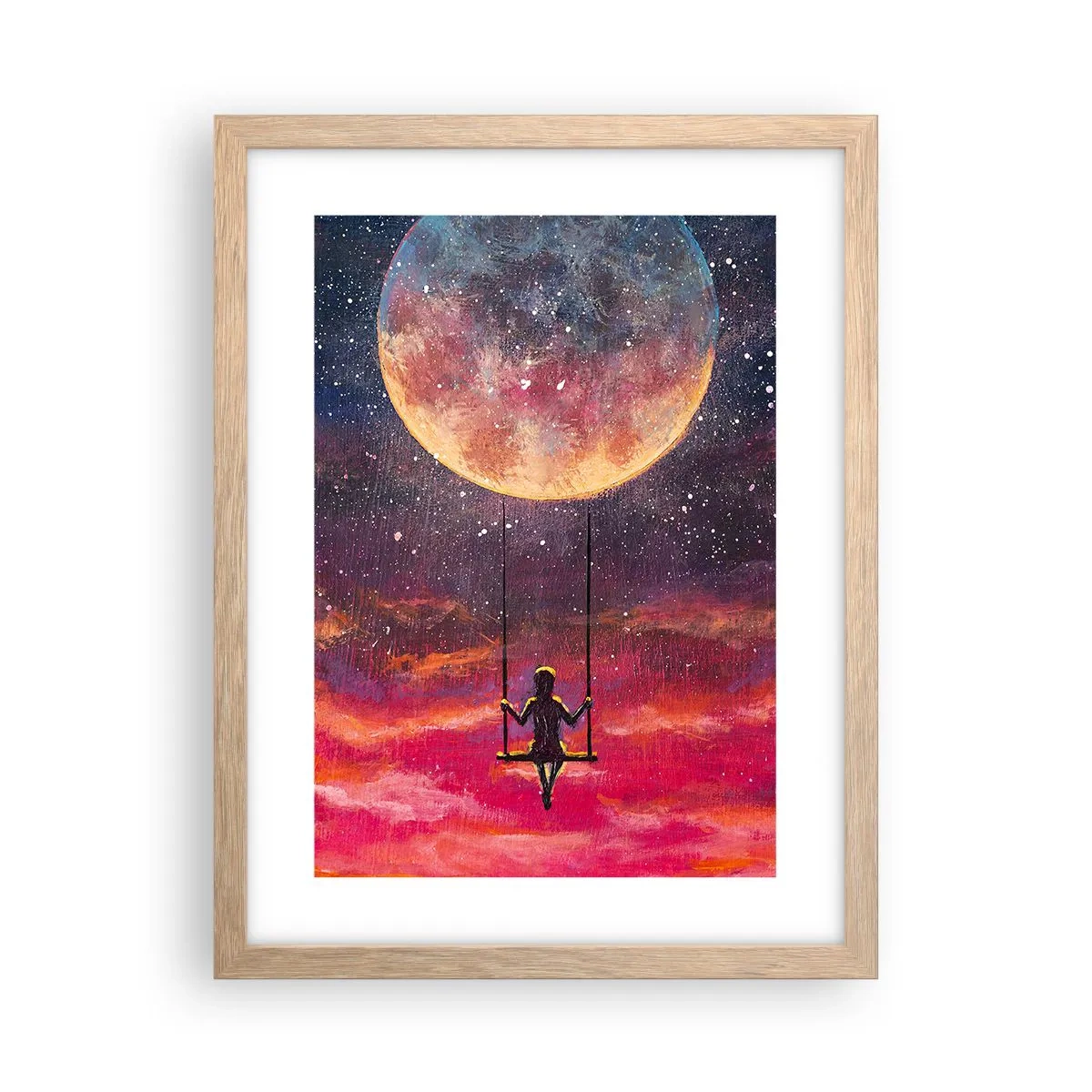 Plagát v ráme zo svetlého duba - Stavať si vzdušné zámky - 30x40 cm