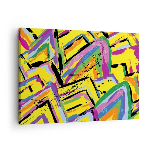 Obraz na plátne - Živá abstrakcia v jasných farbách a dynamických tvaroch - 70x50cm - Až kričí radosťou - Moderná nástenná dekorácia do obývacej izby a spálne ARTTOR