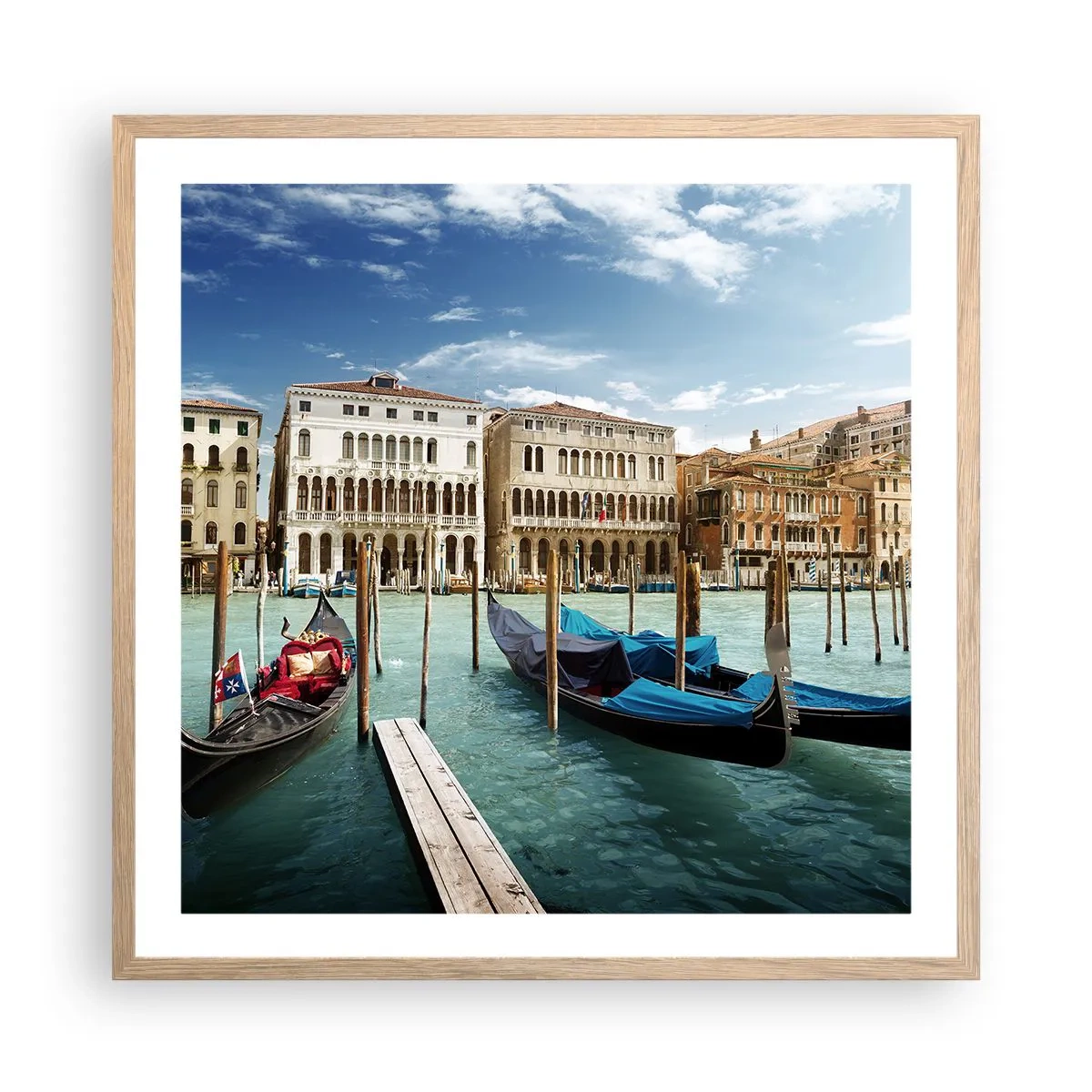 Plagát v ráme zo svetlého duba - Paláce v modrej - 60x60 cm