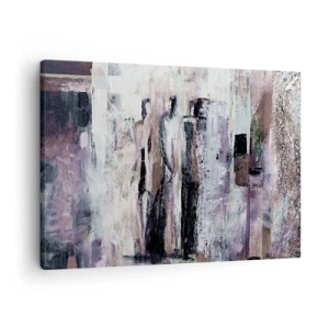Obraz na plátne - Abstraktná kompozícia s tromi postavami v pastelových farbách. - 70x50cm - Tajomná trojica - Moderná nástenná dekorácia do obývacej izby a spálne ARTTOR
