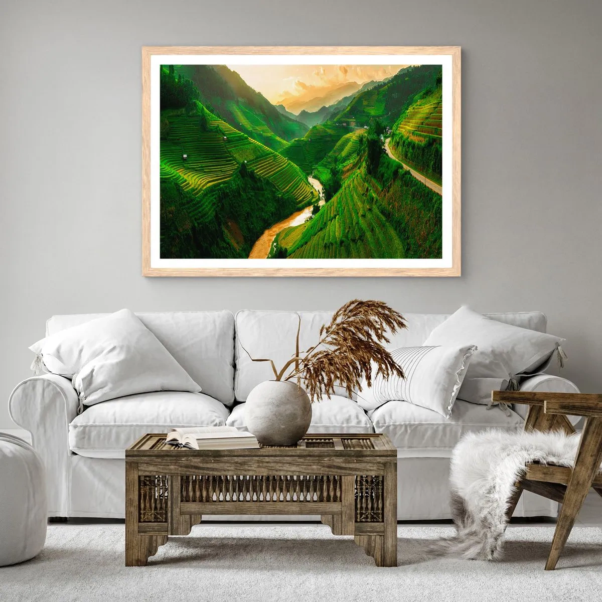 Plagát v ráme zo svetlého duba - Vietnamské údolie - 100x70 cm