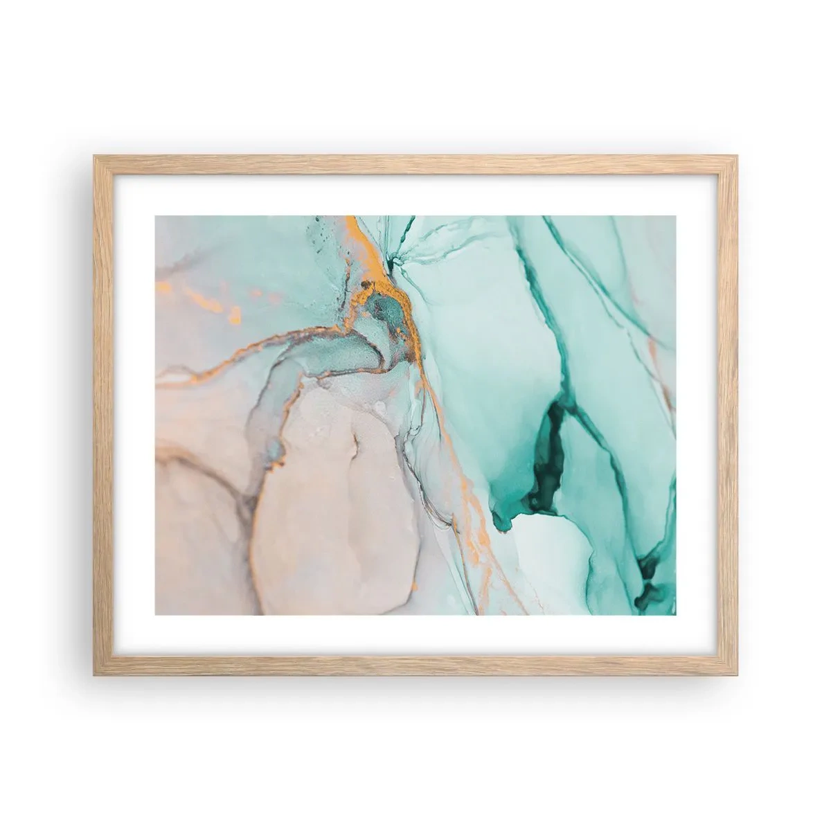 Plagát v ráme zo svetlého duba - Tanec tvarov a farieb - 50x40 cm