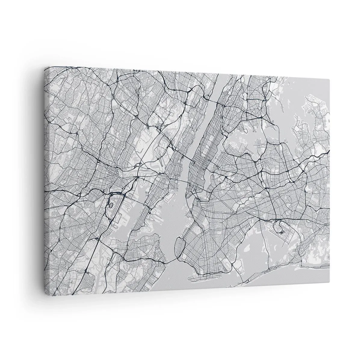 Obraz na plátne - Mapa mesta v minimalistickom štýle na sivom pozadí - 70x50cm - Anatómia metropoly - Moderná nástenná dekorácia do obývacej izby a spálne ARTTOR