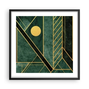 Plagát v čiernom ráme - Dynamika zlata a lazuritu - 50x50 cm