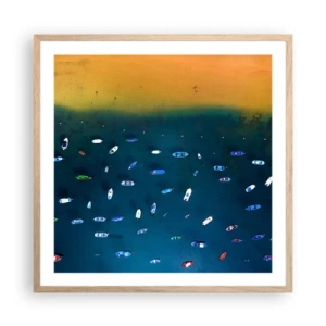 Plagát v ráme zo svetlého duba - Prázdninová hra - 60x60 cm