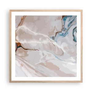 Plagát v ráme zo svetlého duba - Modré meandre pod bielou - 60x60 cm