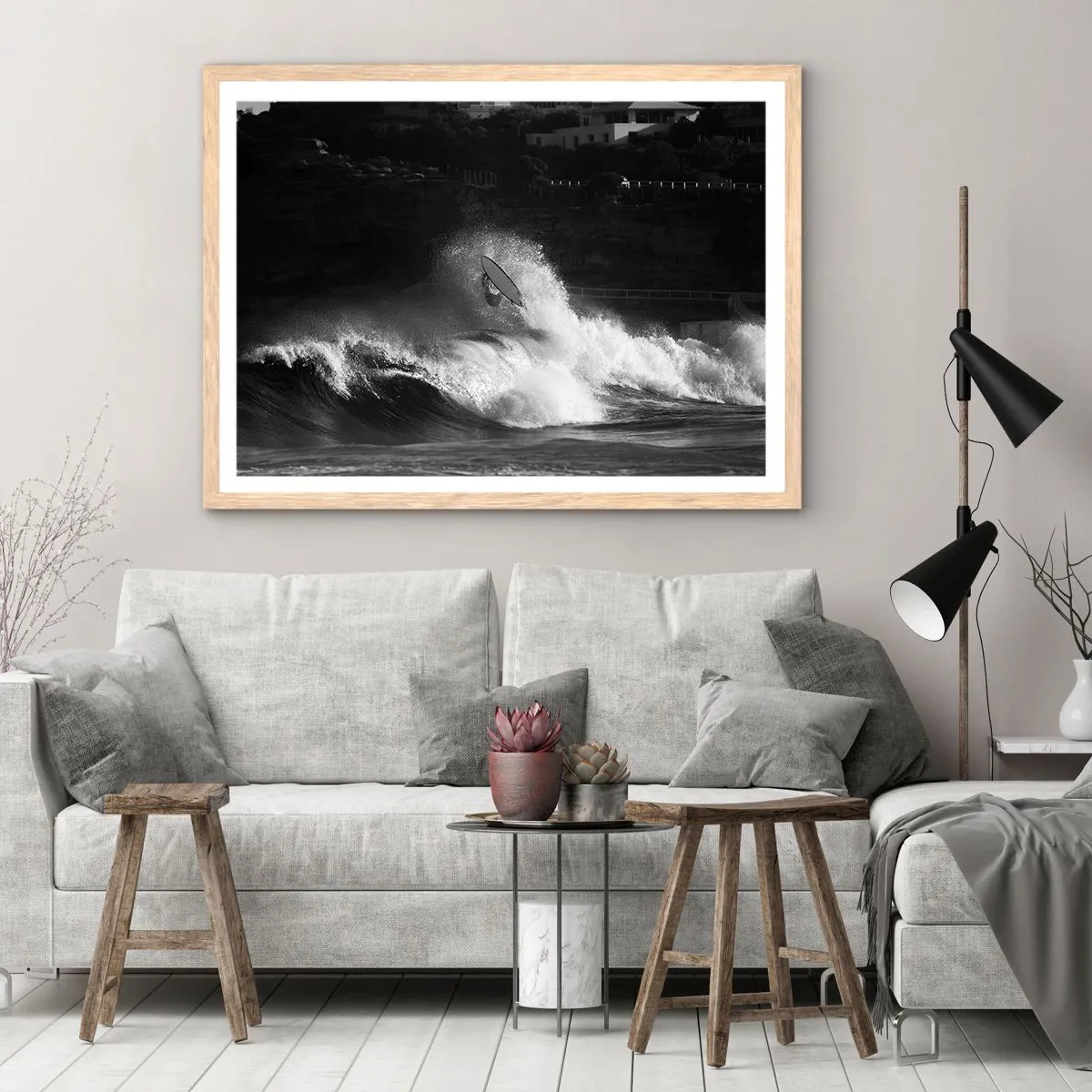 Plagát v ráme zo svetlého duba - Výzva prijatá! - 50x40 cm