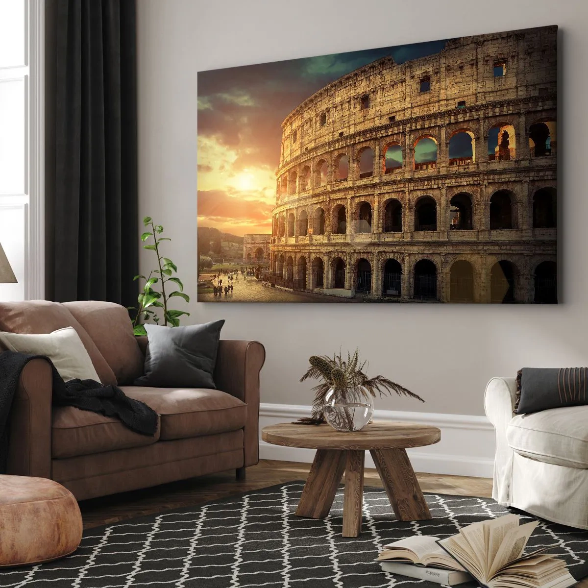 Obraz na plátne - Koloseum v Ríme pri západe slnka - 70x50cm - Kolosálny dojem - Moderná nástenná dekorácia do obývacej izby a spálne ARTTOR