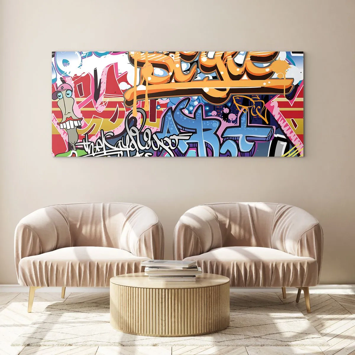 Obraz na skle - Nástenné maľby, nástenné maľby… - 100x40 cm