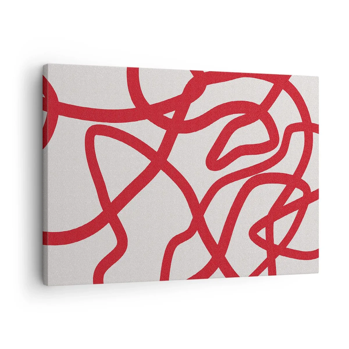 Obraz na plátne - Červené abstraktné čiary na bielom pozadí - 70x50cm - Červené na bielom - Moderná nástenná dekorácia do obývacej izby a spálne ARTTOR