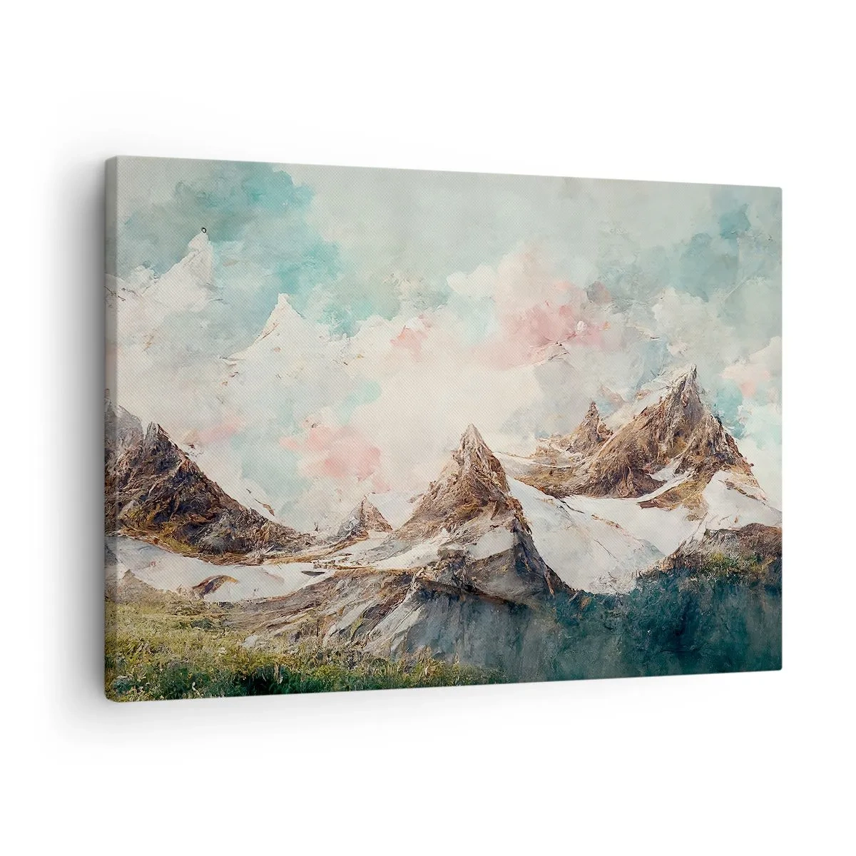 Obraz na plátne - Malebné hory s pastelovou oblohou - 70x50cm - Skalné čepele - Moderná nástenná dekorácia do obývacej izby a spálne ARTTOR