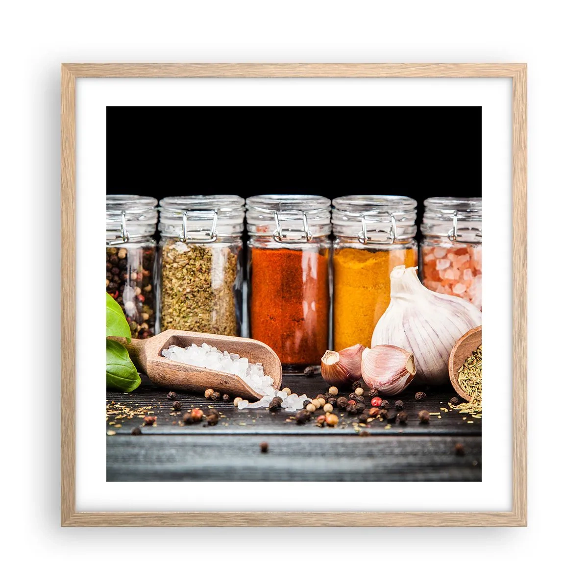 Plagát v ráme zo svetlého duba - Aby mal život chuť - 50x50 cm