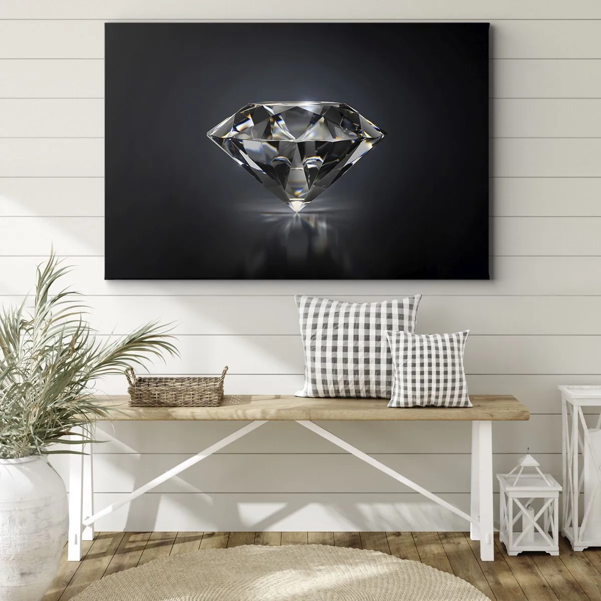 Obraz na plátne - Umelecké spracovanie diamantu na tmavom pozadí - 70x50cm - Best girls friend - Moderná nástenná dekorácia do obývacej izby a spálne ARTTOR