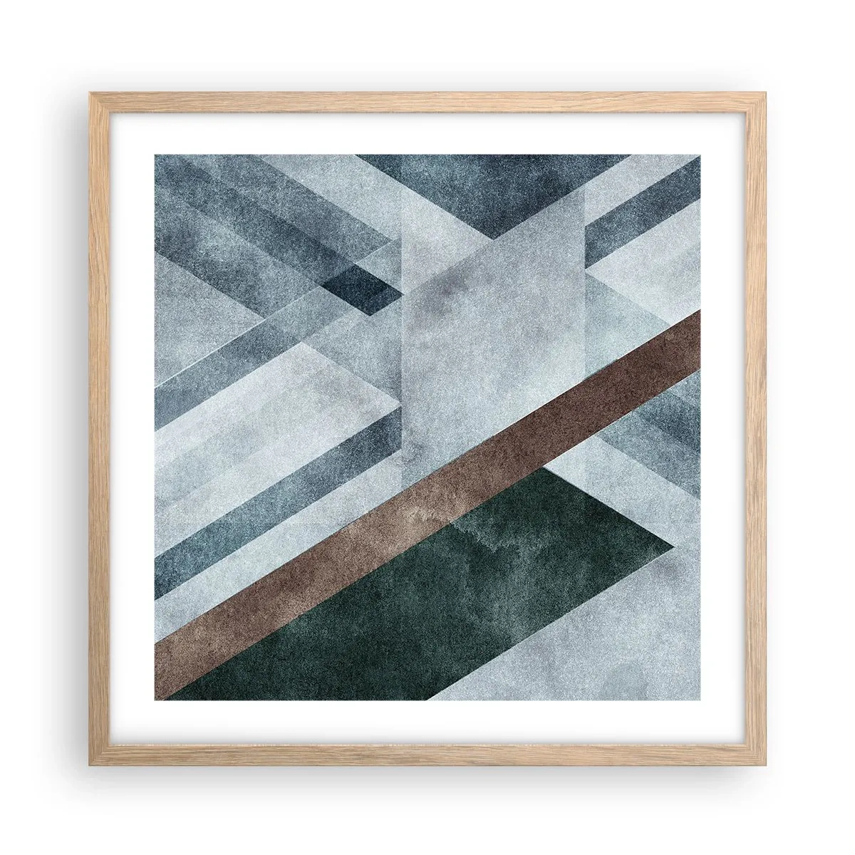 Plagát v ráme zo svetlého duba - Sofistikovaná elegancia geometrie - 50x50 cm