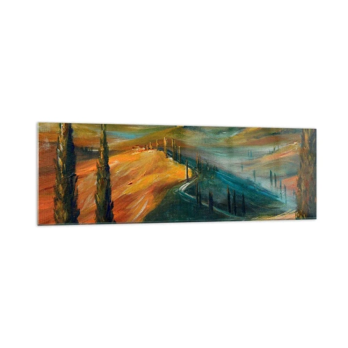 Obraz na skle - Toskánska krajina - 160x50 cm