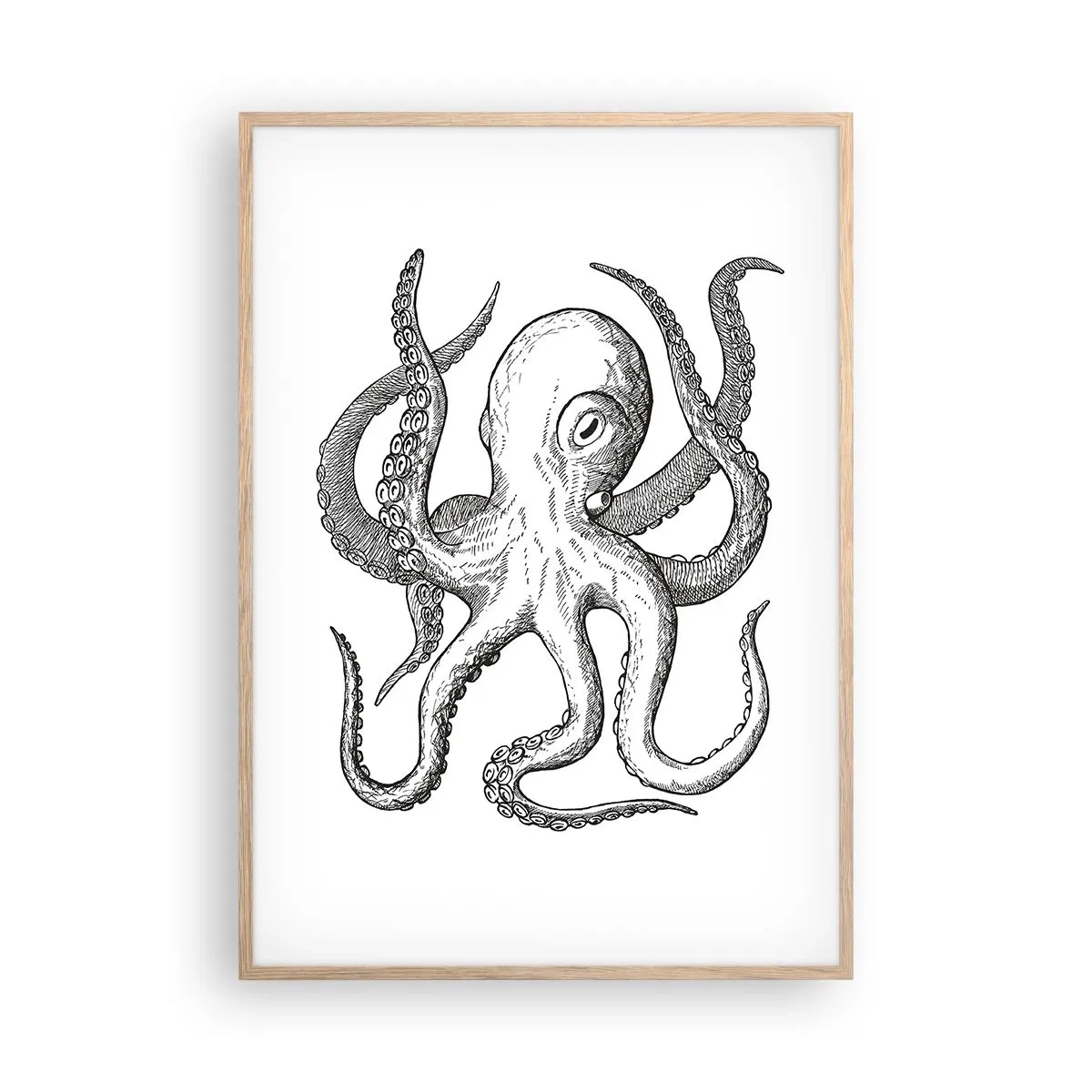 Plagát v ráme zo svetlého duba - Tancujúca s vlnami - 70x100 cm