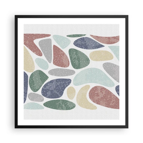 Plagát v čiernom ráme - Mozaika práškových farieb - 60x60 cm