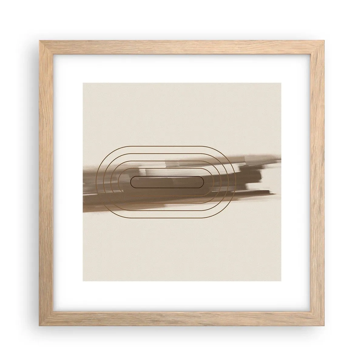 Plagát v ráme zo svetlého duba - Závan šedej - 30x30 cm