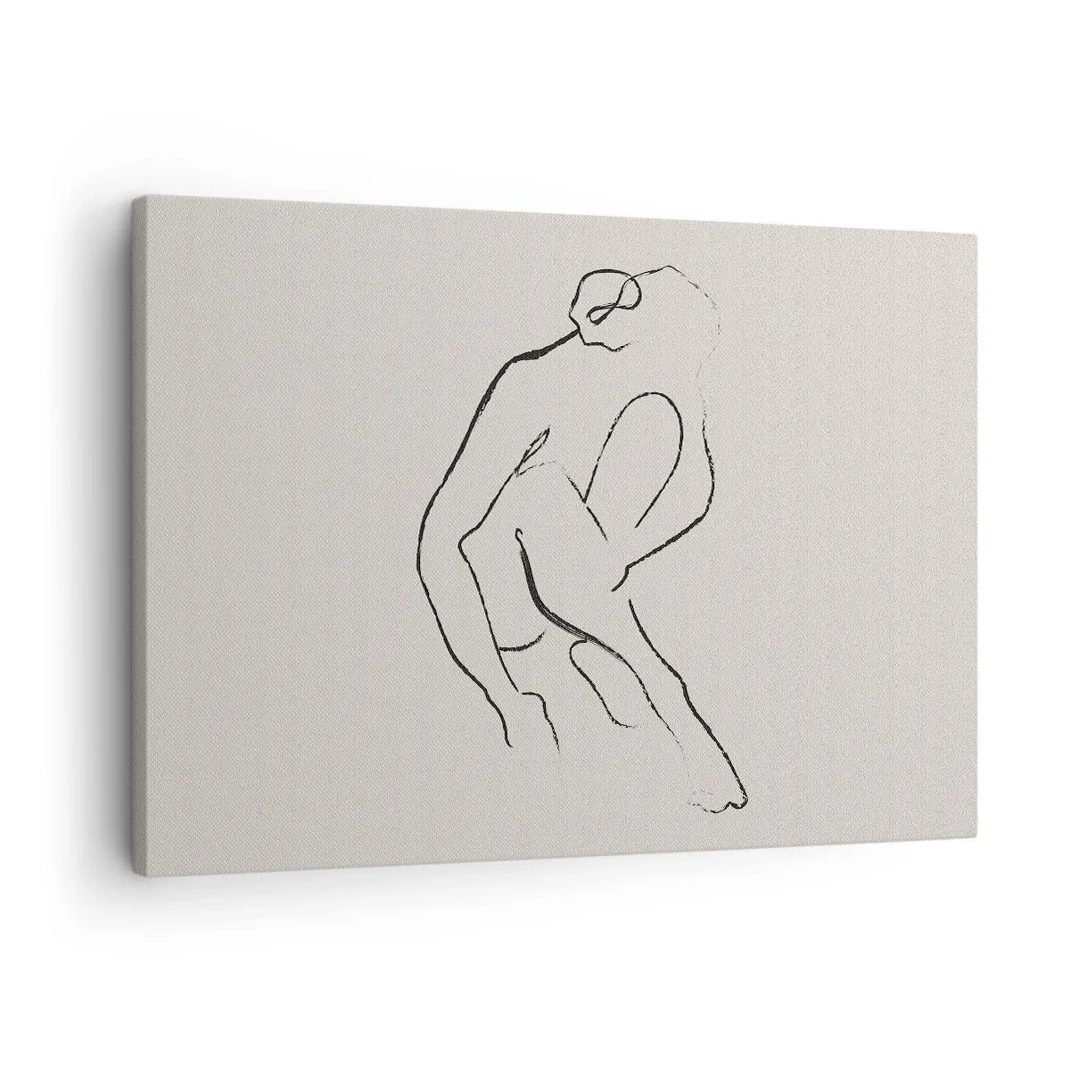 Obraz na plátne - Minimalistická silueta v čiernej farbe na svetlom pozadí - 70x50cm - Intímna skica - Moderná nástenná dekorácia do obývacej izby a spálne ARTTOR