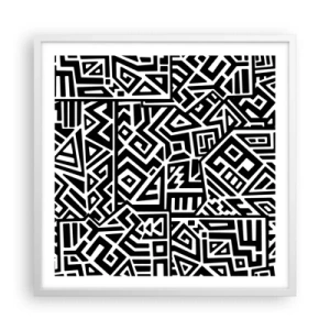 Plagát v bielom ráme - Predkolumbovská kompozícia - 60x60 cm