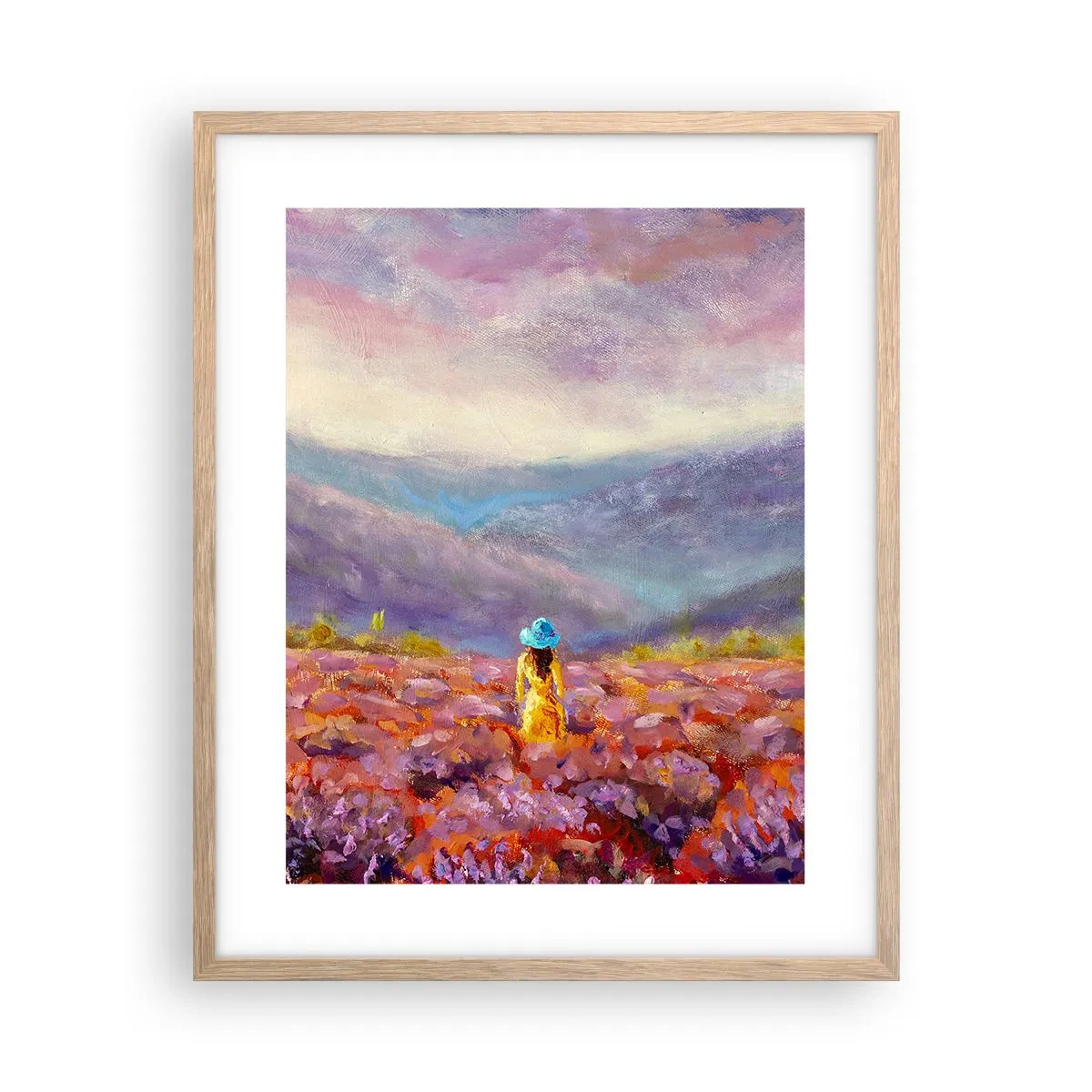 Plagát v ráme zo svetlého duba - V levanduľovom svete - 40x50 cm
