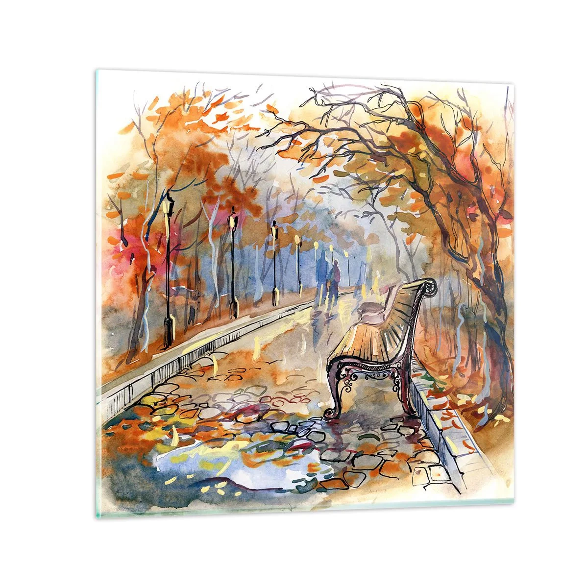 Obraz na skle - Spoločne putovať jeseňou - 60x60 cm
