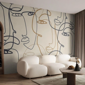 Fototapeta Standard Eco - Obrysové plochy nakreslené jednou čiarou - 100x70cm - Portrét znásobený - Moderná nástenná dekorácia do obývacej izby a spálne ARTTOR