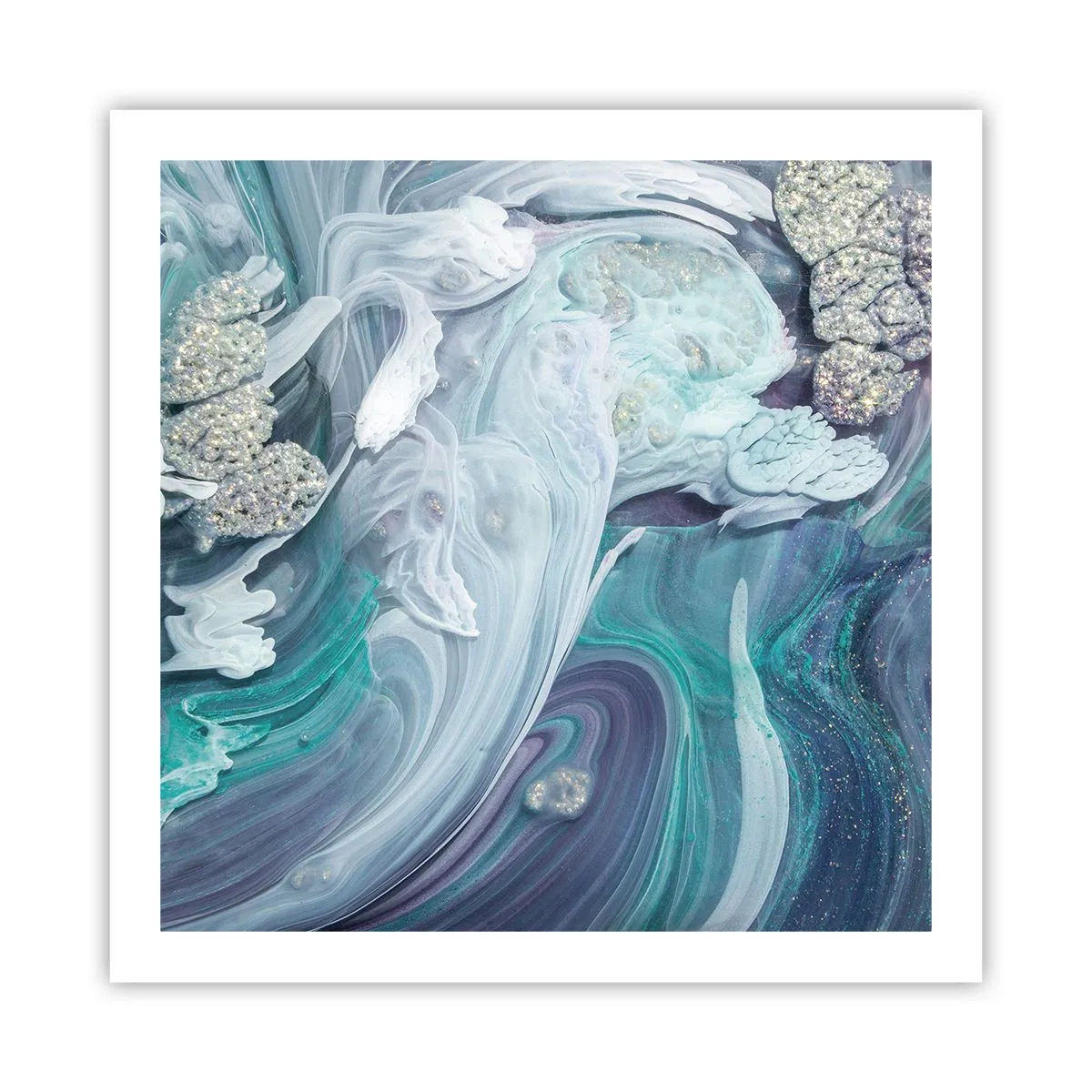 Plagát - Prúdy modrej - 60x60 cm