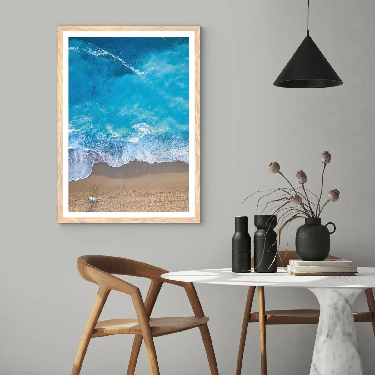 Plagát v ráme zo svetlého duba - Sila modrej - 70x100 cm