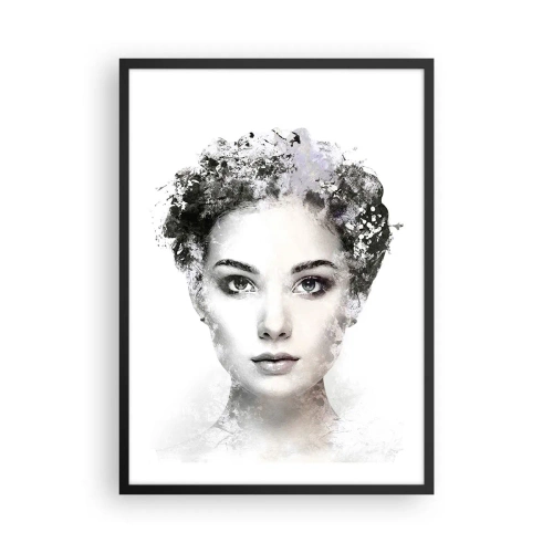Plagát v čiernom ráme - Umelecký portrét ženy s abstraktnými prvkami - 50x70cm - Veľmi štýlový portrét - Moderná nástenná dekorácia do obývacej izby a spálne ARTTOR