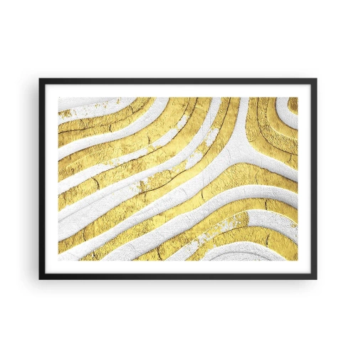 Plagát v čiernom ráme - Kompozícia v bielej a zlatej - 70x50 cm