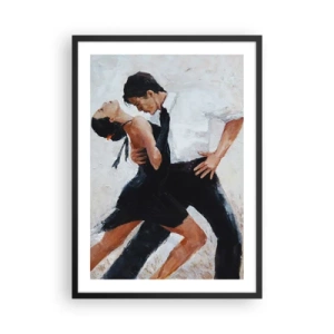 Plagát v čiernom ráme - Pár tancuje v dynamickej póze - 50x70cm - Tango mojich túžob a snov - Moderná nástenná dekorácia do obývacej izby a spálne ARTTOR