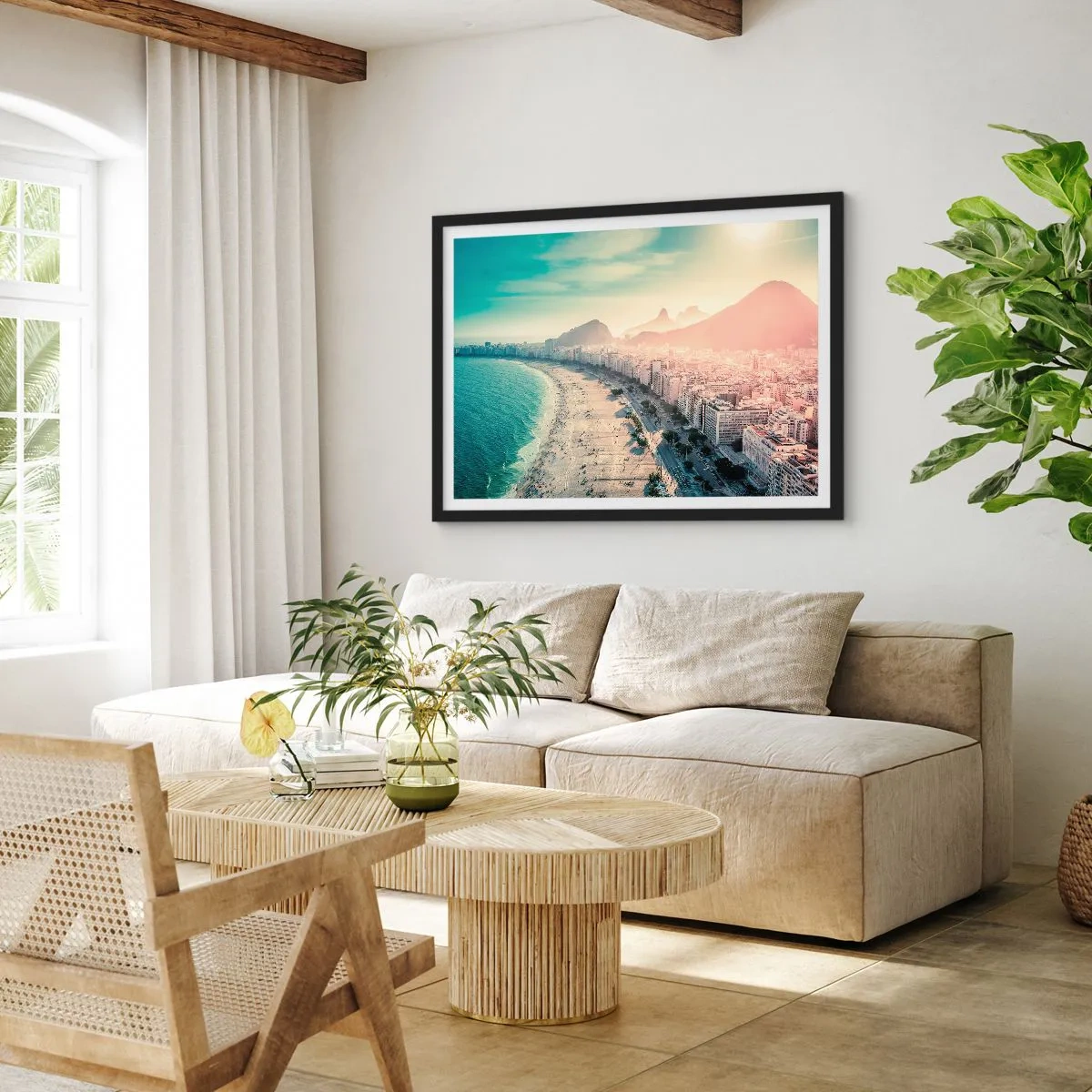 Plagát v čiernom ráme - Večná dovolenka v Riu - 70x50 cm