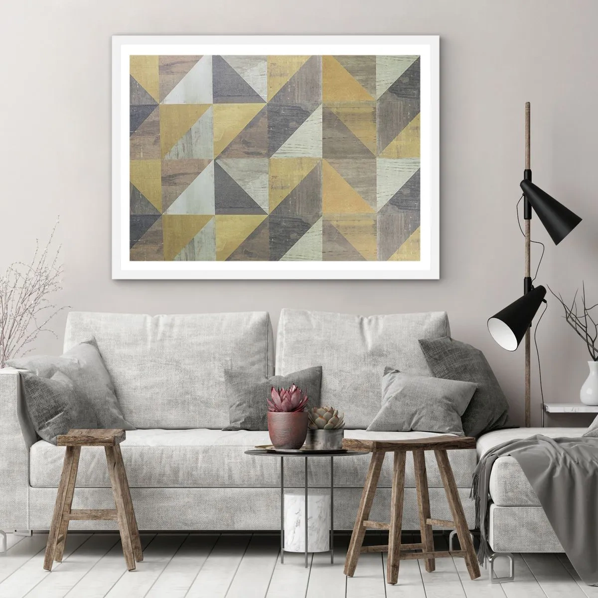 Plagát v bielom ráme - V uhle trojuholníka - 70x50 cm