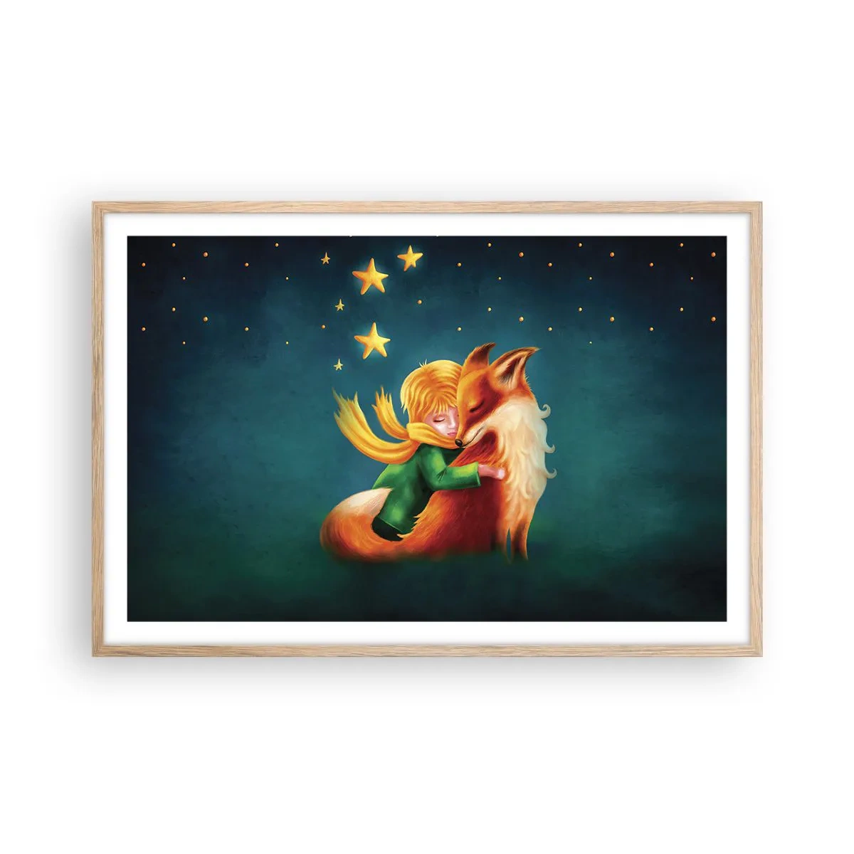 Plagát v ráme zo svetlého duba - Malý princ - 91x61 cm