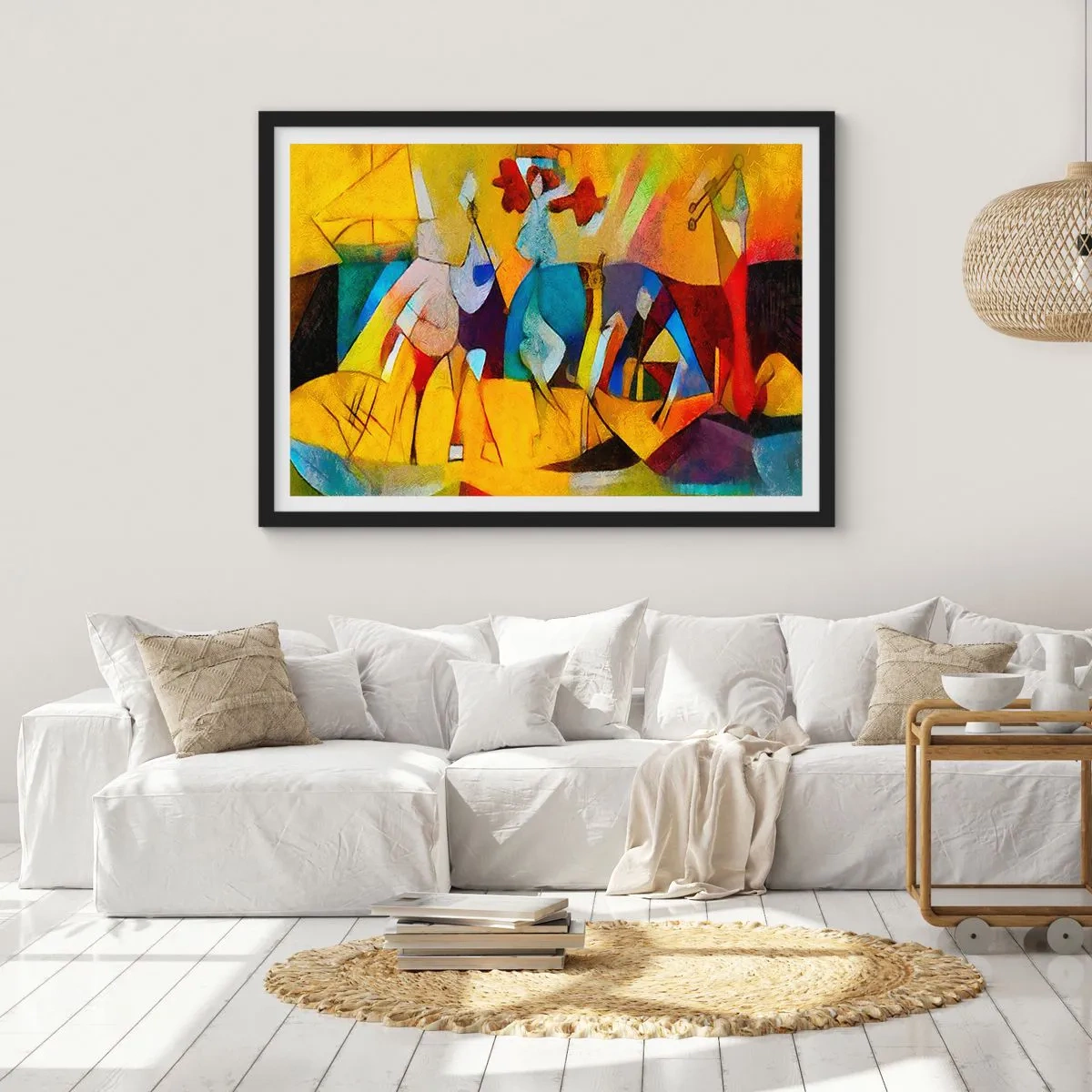 Plagát v čiernom ráme - Slnko - život - radosť - 50x40 cm