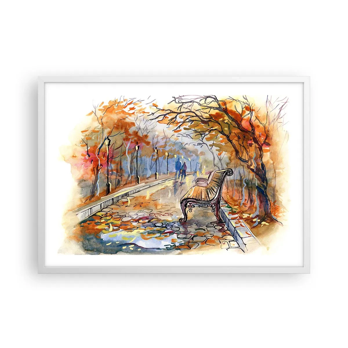 Plagát v bielom ráme - Spoločne putovať jeseňou - 70x50 cm
